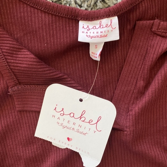 NWT Isabel Maternity Tank Ribbed Burgundy Top Size Small - Picture 3 of 10